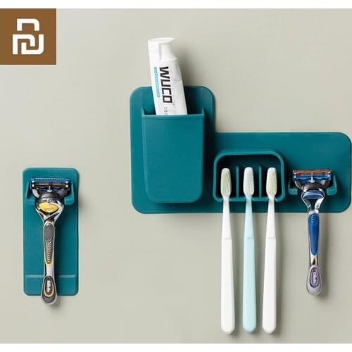 Youpin Silicone Rack Toothbrush Holder Razor Holder Wall-Mounted Adsorption Design Waterproof Space Saving Bathroom Accessories