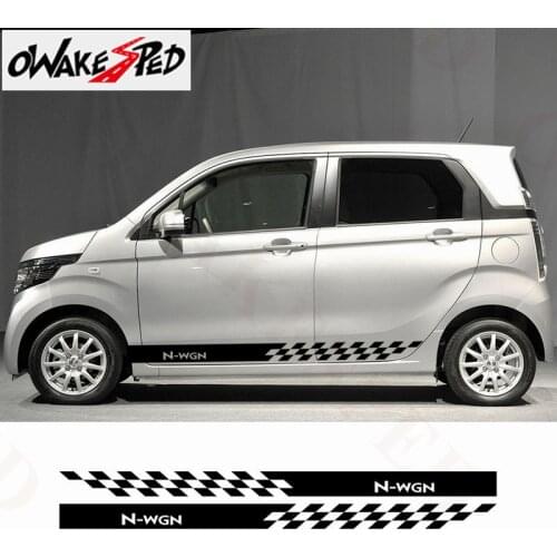 Sport Stripes Car Door Side Skirt Sticker For Honda N-WGN City Car Racing Styling Auto Body Vinyl Decals Exterior Accessories