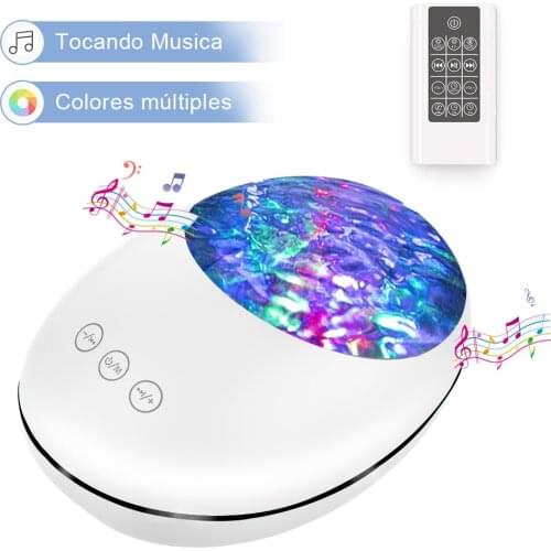 Lucky Stone Ocean Wave Projector Night Light Lamp Bluetooth Music Player Remote Control Water Wave Color Led Projector For Baby