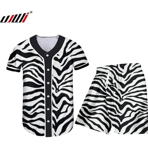 UJWI Summer Print Animal Leopard Casual T Shirt Shorts Mens Full Printing Zebra Stripe 3D Polo Shirt Male Hiphop Vest Trousers