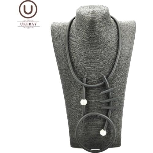 UKEBAY New Geometric Pendnat Necklace White Pearl Jewelry Handmade Strange Jewelry Indian Style Sweater Necklaces Wedding Design