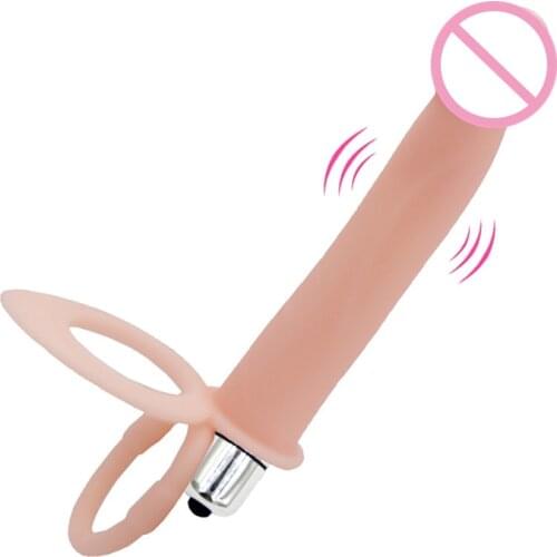 Dingye Double Penetration Vibrator 10 Speed Penis Strapon Dildo Vibrator Strap On Penis Anal Plug for Man Adult Sex Toys