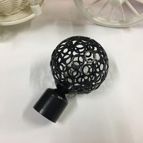 1PC Window Curtain Rod End Cap, Drapery Drape Pole Rail Decorative Heads Hollow Drape Rod Finals Fits for Home and Office, Black