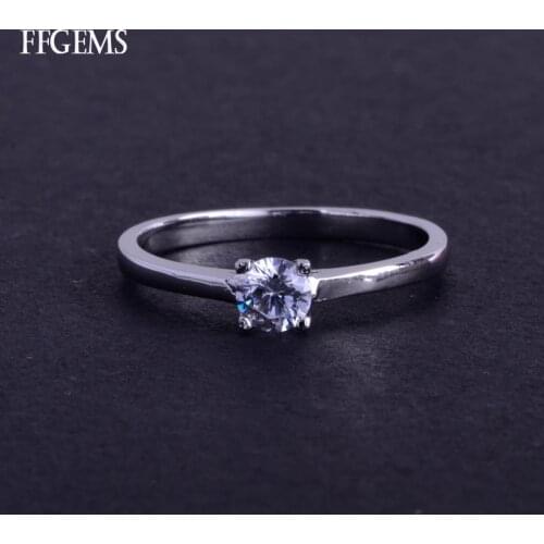 FFGems Real 925 Silver Ring Sterling Moissanite 0.3ct Fine Jewelry For Women Lady Engagement Wedding Party Gift