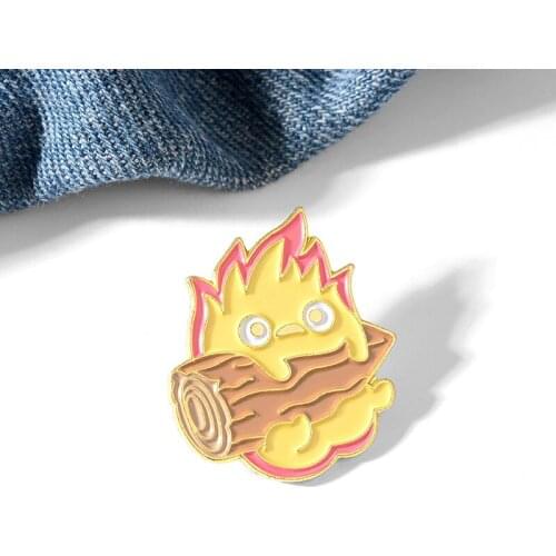 New Calcifer Enamel Pin Custom Japanese Anime Brooches Fire Elf Badge for Bag Lapel Pin Buckle Howl Jewelry Gift for Friends