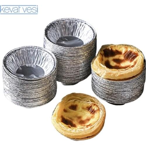 100Pcs Egg Tart Mold Disposable Cupcake Mold Aluminum Foil Portuguese Egg Tart Tray Nonstick Muffin Baking Cup Artlets Pan