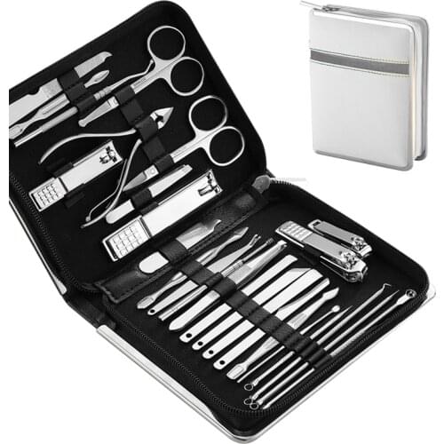 11-26 Pcs Professional Nail Clippers Manicure Set High Quality Stainless Steel Nail Cutter Scissor Cuticle Nipper Nail Tools Set