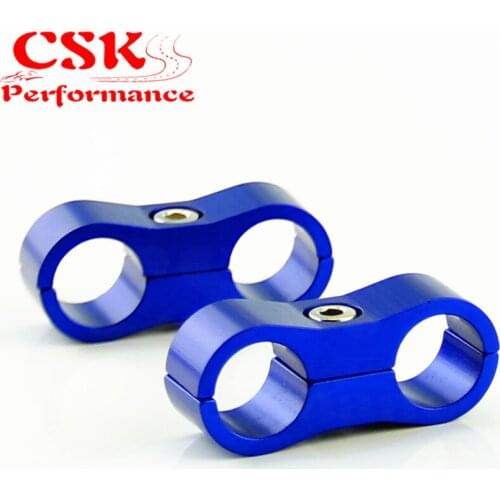 2pcs AN -6 AN6 13.4MM Braided Hose Separator Clamp Fitting Adapter Bracket Blue / black