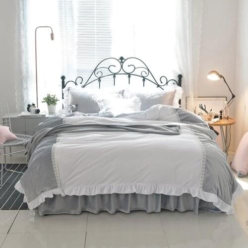 2017 4/6pcs Luxury winter bedding set warm cashmere duvet cover sets princess style bed linen bed skirt