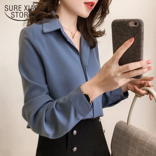 2021 New Women Spring Shirt Long Sleeve Chiffon Blouse Simple Female Pure Korean Women Clothing Plus Size Fashion Shirts D553 30