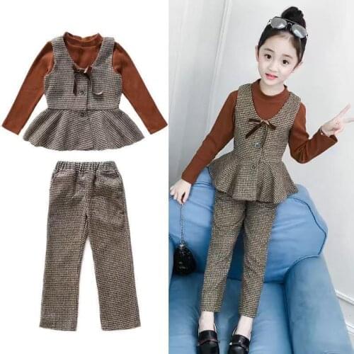 2021 Girls Clothes Long Sleeve Shirt + Pants 3PCS Girl Kids Clothing Set Autumn Spring Childrens School Clothes 6 8 10 12 Year