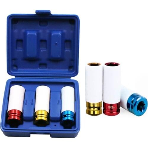 3 Pcs 17/19/21mm Pneumatic Tyre Protection Sleeve Colorful Steam Sleeve Auto Repair Hardware Tool Case Tire Repair Kit