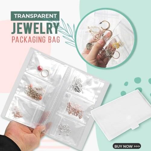 50PCS Jewelry Packaging Bag With Storage Book Self Sealing PVC Ziplock Bags Thickened Clear Jewelry Earrings Storage Bags