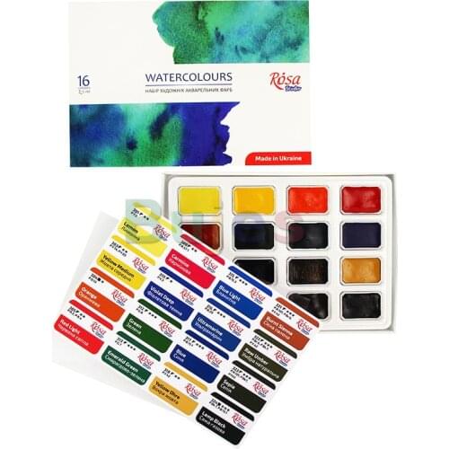 White Night Rosa College Watercolor Pigment, Full Solid 16 / 24 Color Art Beginner Painting Suit,Watercolor Painting,RU(Origin)