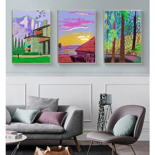 5D DIY Diamond Painting Large Size David Hockney Rural Landscape Painting Wood View for Living Room Wall Art Picture Home Decor
