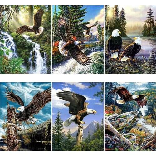 Diy 5d Full Diamond Embroidery Animal Square Round Diamond Painting Jungle Eagle Mosaic Furniture Decoration Hobby Gift