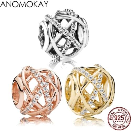 Anomokay Real 100% Sterling Silver Galaxy Charm Bead fit Pandora Bracelet & Bangles Fashion Ball DIY Bead String Decoration