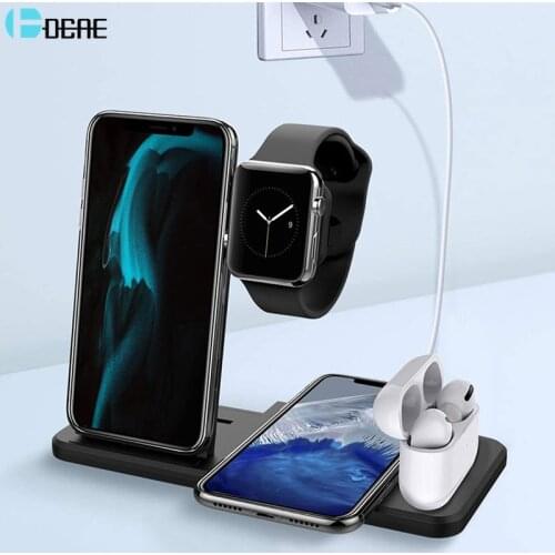 15W QI 3 In 1 Wireless Charger Dock Station for iPhone 12 11 XS XR X 8 Foldable Charging Stand For Apple Watch 6 5 4 Airpods Pro
