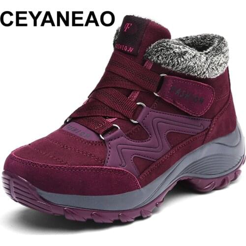 CEYANEAOWinter brand snow boots for women, waterproof suede shoes for women, plush ankle boots for women, wedge shoes, sexy snow