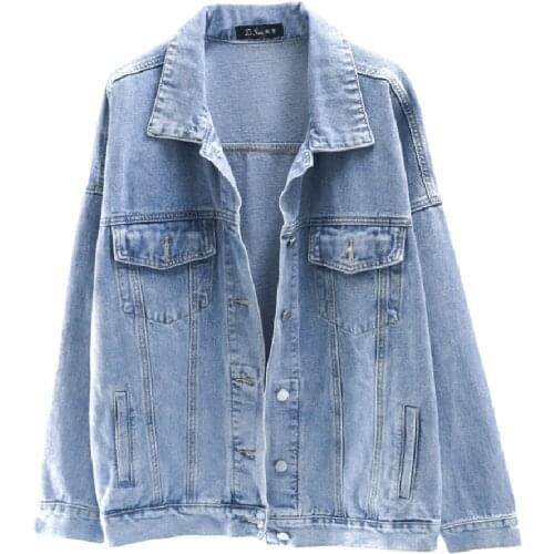 Womens Casual Jean Coats Spring Autumn Loose Denim Jacket Long Sleeve Breathable Fashion Outerwear for Girls