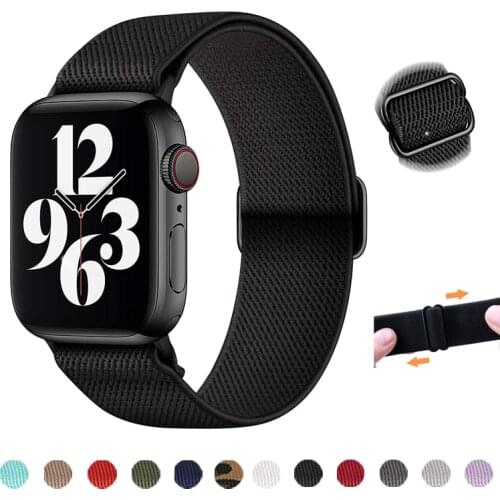 Elastic Nylon Strap for Apple Watch band 44mm 40mm 42mm 38mm Adjustable Bracelet Stretch solo loop for iWatch 6 SE 5 4 3 2 44 mm