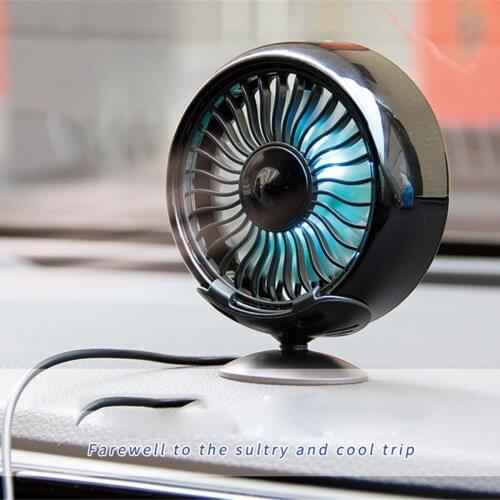 12V Electric Car Fan 360° Rotatable 2 Speed Dual Head Low Noise Car Auto Cooling Vent Air Circulator Fan for Van SUV RV Boat