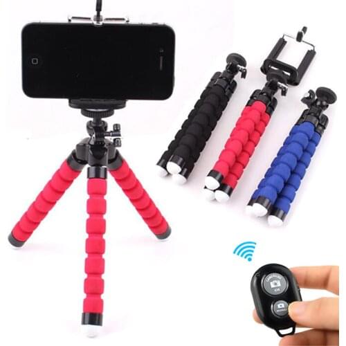 Mini Flexible Octopus Sponge Tripod with Holder for Xiaomi Huawei Samsung Iphone Mobile Phones Tripod with Remote for Phones