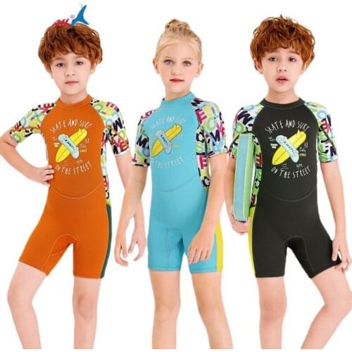 2.5mm Neoprene Shorty Wetsuit Kids For Swimming Boys Girls Sunscreen Surfing Scuba Diving Wet Suit Snorkeling UPF50