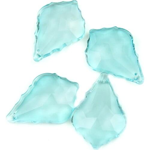 38mm/50mm/63mm/76mm Crystal Maple Leaf Garlands Strand Lt.Aquamarine Glass Crystal Chandelier Pendants Party Wedding Decoration