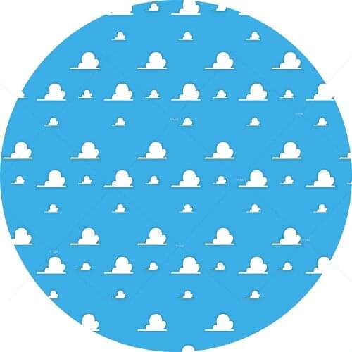 Blue Sky Cloud Happy Birthday Toy Round Backdrop Boys Kids Baby Party Decorations Dessert Table Photo Background Circle Cover