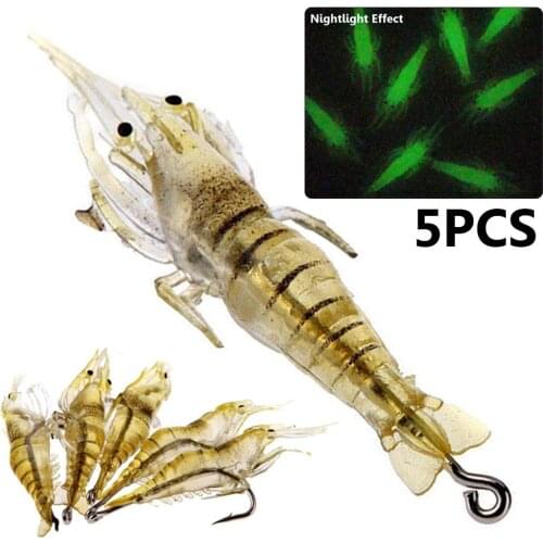 5Pcs 5cm 1.3g Artificial Lifelike Shrimp Shaped Fishing Soft Lure Bait Tackle