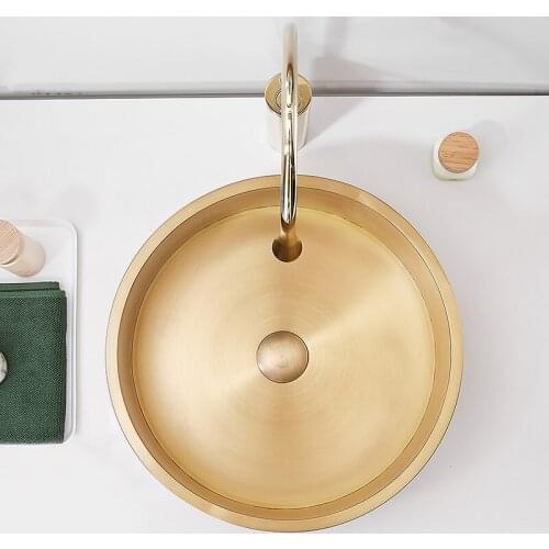 Round Gold 304 Stainless Steel Wash Basin Above Counter Basin KTV Wash Basin Hotel Villa Art Basin Bathroom Sink Bowl Small Size
