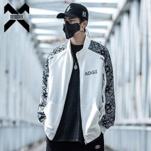 2021 Cashew Printed Patchwork Coats Jackets Loose Hip Hop Letter Embroidery Streetwear Jacket Fashion Outwear Harajuku WB282