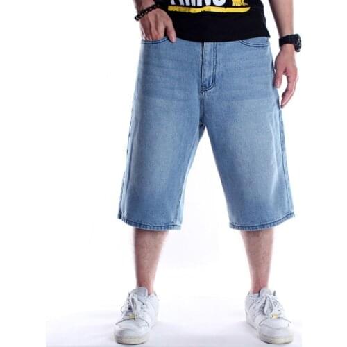 Mcikkny Men Summer Baggy Denim Shorts Hip Hop Skateboard Casual Jeans Shorts For Male Plus Size 30-46