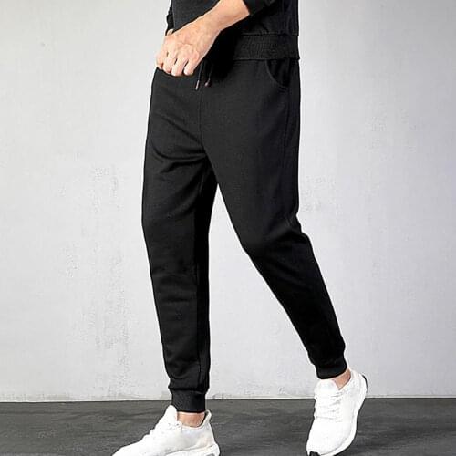 Winter Men Ankle Tied Drawstring Plush Liner Sweatpants Trousers Casual Pants
