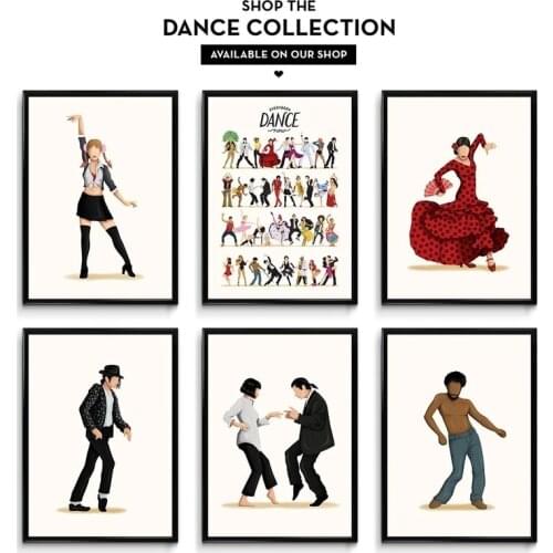 Pulp Fiction Music Poster Ballet Music Unicorn Wall Art Canvas Painting Power Wall Pictures for Children Dancing Girl Decor Room