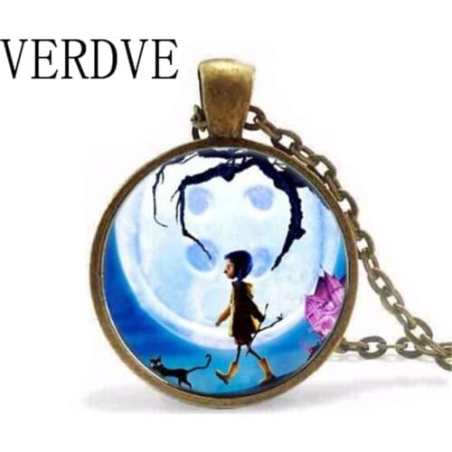 New necklace Coraline pendant necklace women men gifts retro charm steampunk jewelry