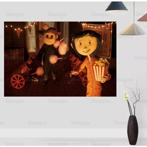 New Arrival Coraline Movie Posters On The Wall Modern Vertical/Horizontal Rectangle Poster Silk Fabric Cloth Wall Art Unframed