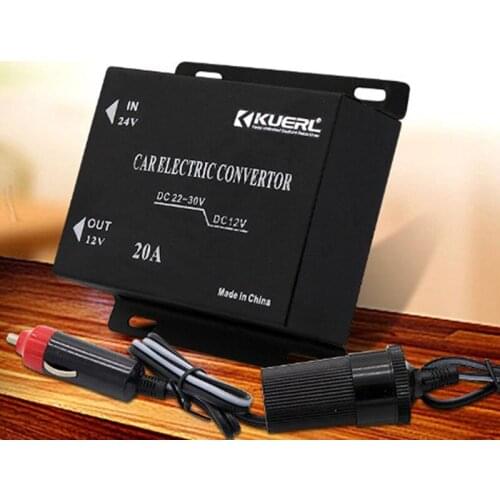 Aluminium Alloy DC 24V to DC 12V Car Power Supply Electric Converter Inverter Transformer Inversor Adapter