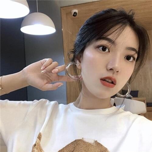 Simple Earring C-Shaped Round Transparent Retro Style Women Transparent Acrylic Circular Shape Hoop Earrings Dating Casual Wear