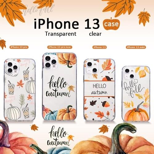 Autumn happy pumpkins Phone Case Transparent for iPhone 11 12 6 7 8 Pro X XS Max XR Plus Silicone Soft TPU Clear mobile bags