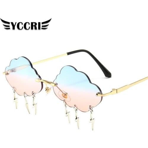 2020 Women Fashion Clouds Rimless Sunglasses Vintage Steampunk Sunglasses Frameless Punk Glasses Shades Street Style Oculos