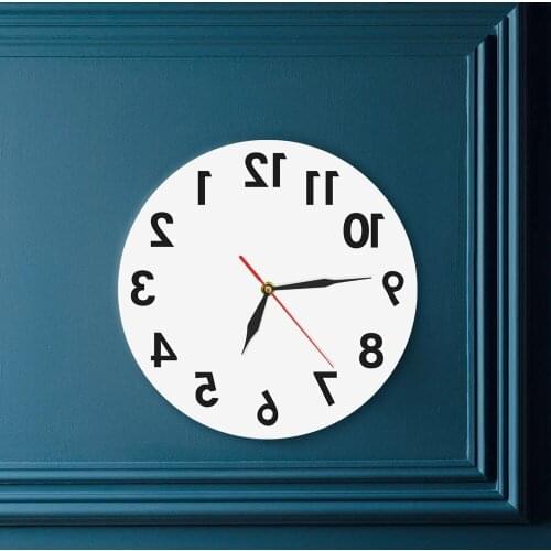 Modern Reverse Round Decorative Wall Watch Backwards Wall Clock Home Decor Acrylic Wall Clock Contemporary Wall Art
