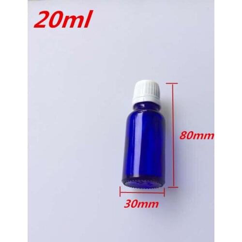 10 pcs 30x80 mm Dark Blue Glass Bottles With White Plastic Cap&Plugs DIY 20 ml Empty Essential Oil Glass Bottles Jars