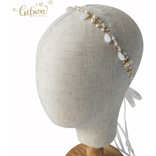 Handmade Hair Jewelry Headband Pearl Crystal Delicate Bridal Hair Vine Accessory For Wedding Party