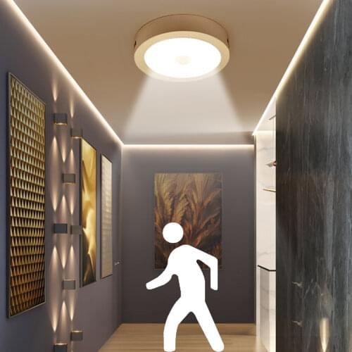 Smart Motion Sensor Ceiling Lamps Surface Mounted Led Round Panel Light Stair Hallway Aisle Balcony Energy Saving Night Lights