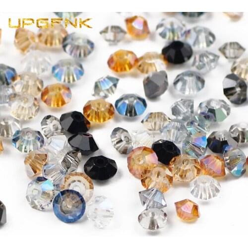 UPGFNK Austrian Bicone crystal beads 4*6MM 100pcs spaceship shape AB color Loose beads for jewelry making bracelet DIY Wholesale