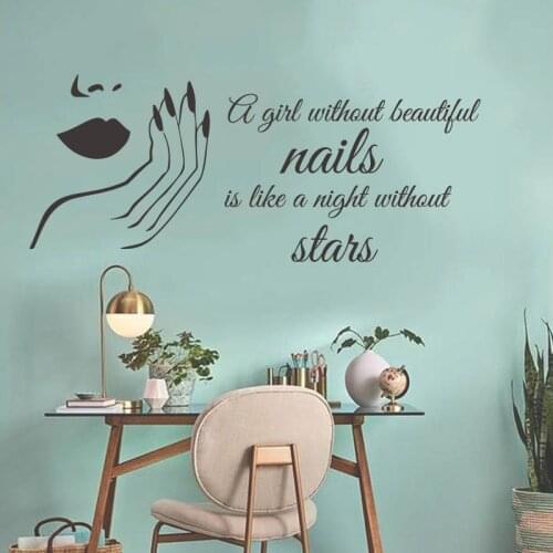Nail Salon Woman Face Lips Hand Wall Decal Beauty Nail Manicure Makeup Spa Inspirational Wall Sticker Girl Room Vinyl Home Deco