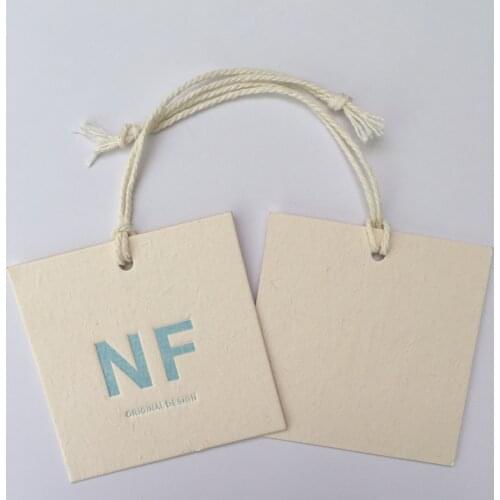 Swing Tags 6.5x6.5cm Embossed Custom Garment Art Paper Printed Labels With String For Clothes