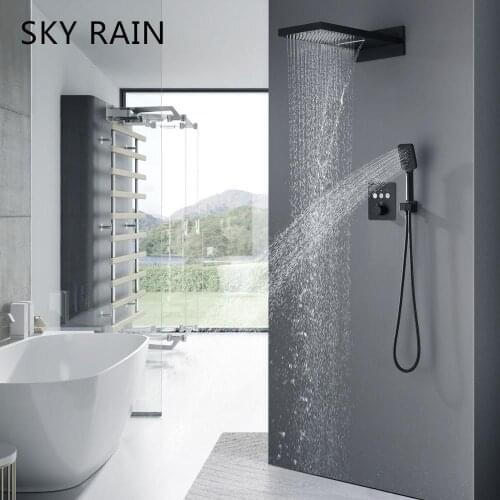 High Quality Bathroom Matte Black Shower System Wall Mounted Thermostatic 3 Function Shower Faucet